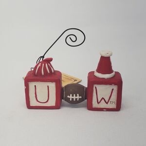 Blossom Bucket University Of Wisconsin Cheerleader Pompoms Megaphone Figurine